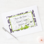 Lapis Paars Apple Green Damask Bird Weddings Rechthoekige Sticker (Envelop)