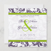 Lapis Paars en Apple Green Damask Save the Date (Achterkant)