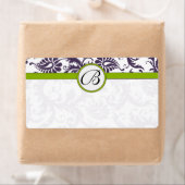 Lapis Paars en Apple Green Damask Wedding Labels (Insitu)