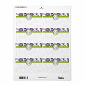 Lapis Paars en Apple Green Damask Wedding Labels (Full Sheet)
