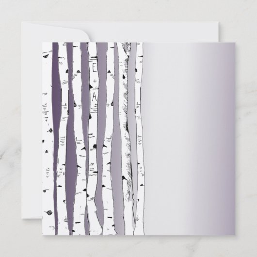 Lapis Paarse Birch Tree Wedding Invitations Kaart (Achterkant)