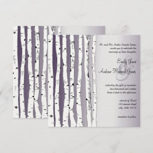 Lapis Paarse Birch Tree Wedding Invitations Kaart