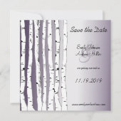 Lapis Paarse Birch Tree Wedding Save the Date Kaart (Voorkant)