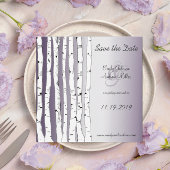 Lapis Paarse Birch Tree Wedding Save the Date Kaart