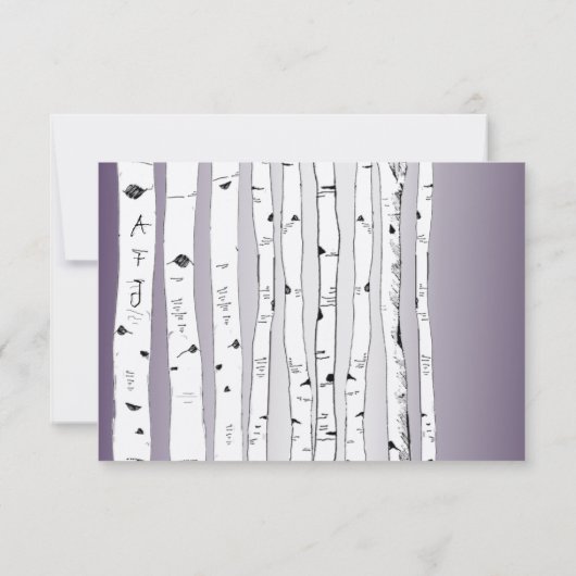 Lapis Paarse Cloud Birch Tree Wedding RSVP (Achterkant)