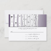 Lapis Paarse Cloud Birch Tree Wedding RSVP Kaartje (Voorkant)