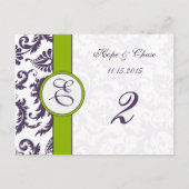 Lapis Paarse Damask Apple Green Table Number Kaart (Voorkant)