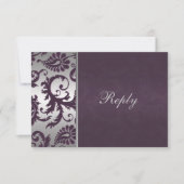 Lapis Paarse en Silver Damask RSVP-kaart RSVP Kaartje (Voorkant)