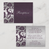 Lapis Paarse en Silver Grey Damask Enclosure Kaart (Voorkant / Achterkant)