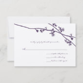 Lapis Paarse Wild Flower Branches Wedding RSVP Kaartje (Voorkant)