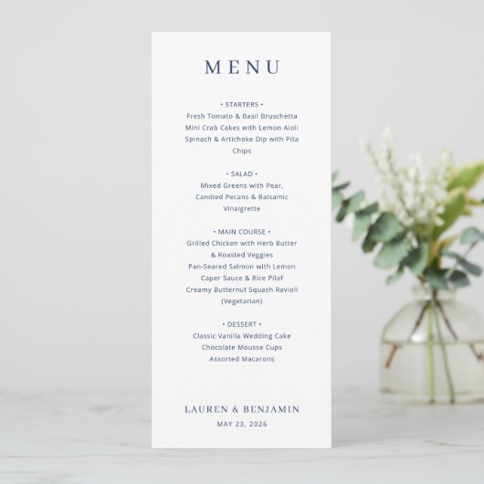 Lapis Rose Wedding Menu (Staand voorkant)