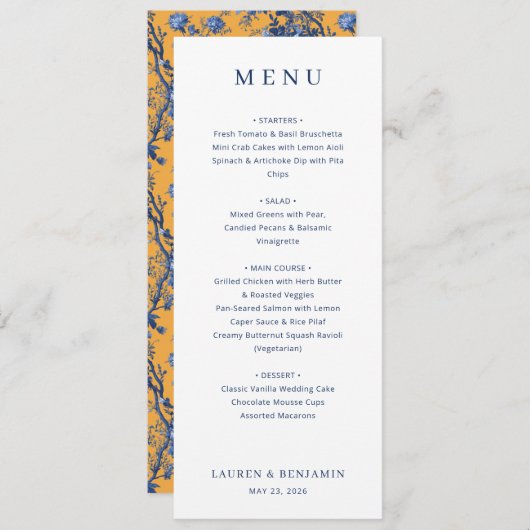 Lapis Rose Wedding Menu (Voorkant / Achterkant)