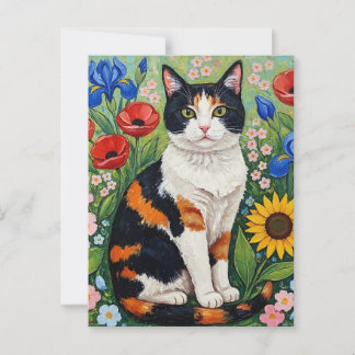 Lapjeskat en volkskunst zonnebloemen briefkaart