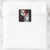 Lapjeskat Halloween Piraat Vierkante Sticker (Tas)