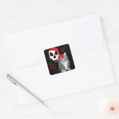 Lapjeskat Halloween Piraat Vierkante Sticker (Envelop)