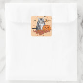 Lapjeskat Halloween Vierkante Sticker (Tas)