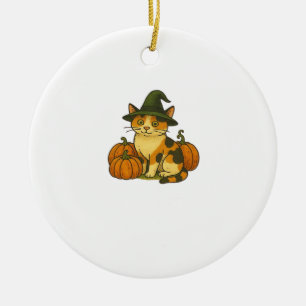 Lapjeskat Heks met Pompoenen Halloween Ontwerp Cl Keramisch Ornament