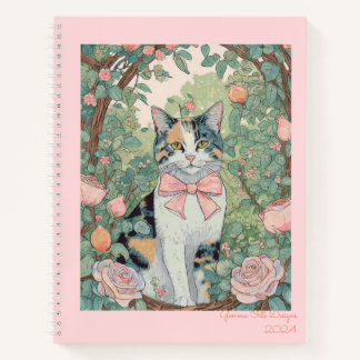 Lapjeskat in de tuin Spiraal Notebook Notitieboek
