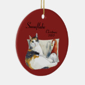 Lapjeskat Kabouter Kerst thema aquarel Keramisch Ornament (Rechts)