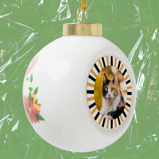 Lapjeskat keramische bal ornament
