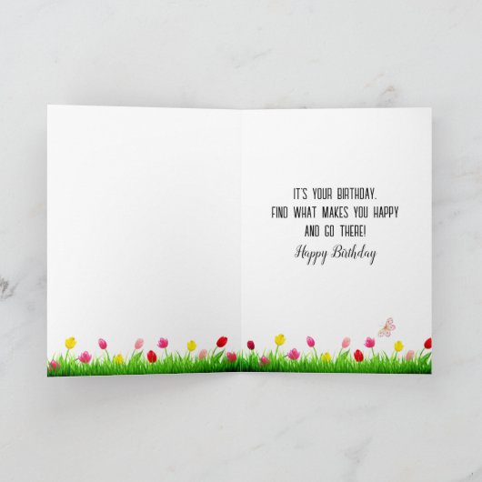 Lapjeskat met oranje tulpboeket kaart (Binnen)