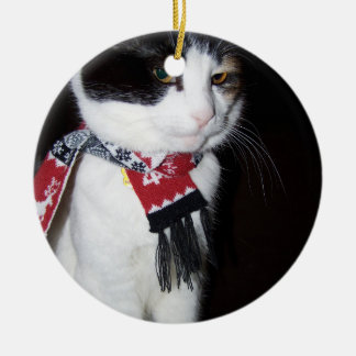 Lapjeskat met sjaal Kerstversiering Keramisch Ornament