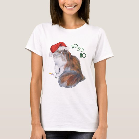 Lapjeskat Perzische kat met Kerst T-shirt (Voorkant)