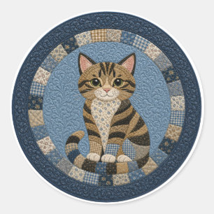 Lapjeskat quilt ronde sticker