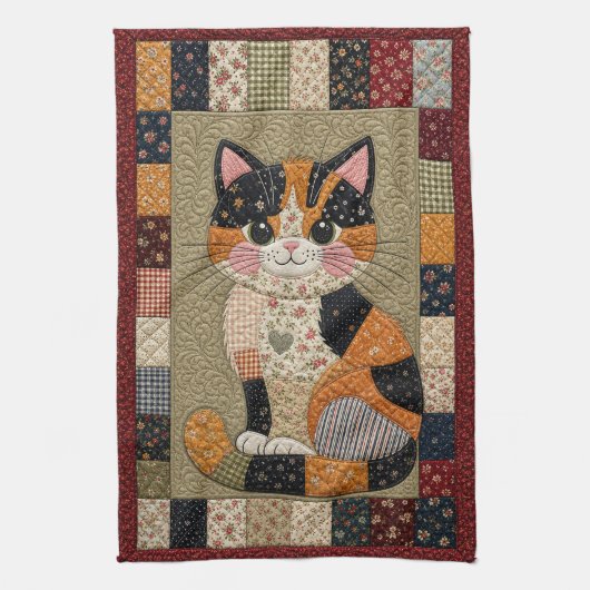 Lapjeskat quilt  theedoek (Verticaal)