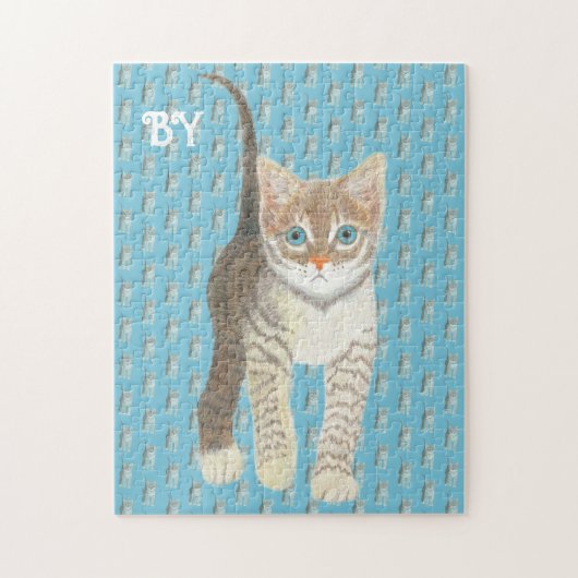 Lapjeskatje 11 x 14 Blauw Legpuzzel (Verticaal)