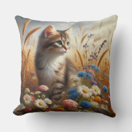 Lapjeskatje Kattenliefhebber Bloem 50x50cm Katoen  Kussen