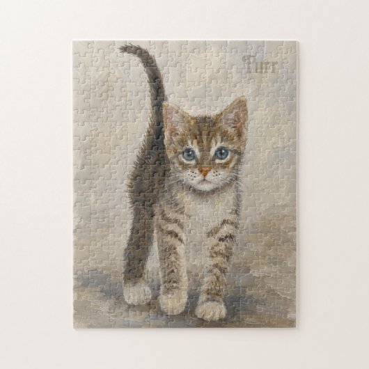 Lapjeskatje met achtergrond legpuzzel (Verticaal)