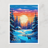 Lapland Finland Kunst vintage reisillustratie Briefkaart (Voorkant)