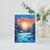 Lapland Finland Kunst vintage reisillustratie Briefkaart (Staand voorkant)