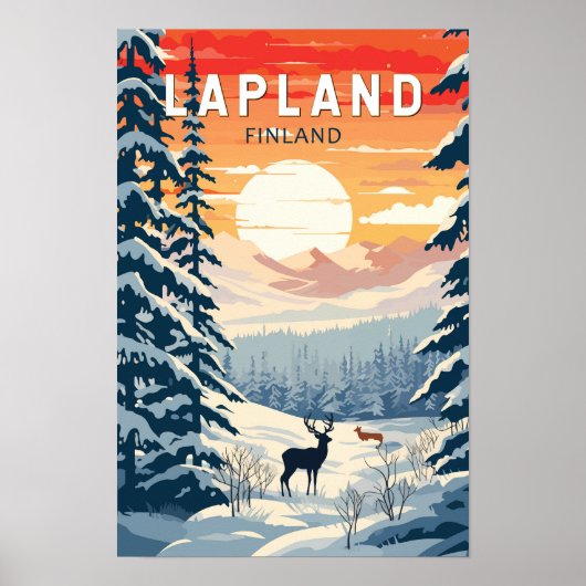 Lapland Finland Reis Kunst Vintage Poster (Voorkant)