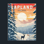 Lapland Finland Travel Art Vintage Briefkaart<br><div class="desc">Lapland retro vector reisontwerp. Lapland is het noordelijkste gebied van Finland dat bekend staat om zijn uitgestrekte subarctische wildernis,  skigebieden en natuurverschijnselen.</div>