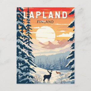 Lapland Finland Travel Art Vintage Briefkaart