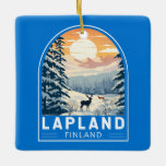Lapland Finland Travel Art Vintage Keramisch Ornament<br><div class="desc">Lapland retro vector reisontwerp. Lapland is het noordelijkste gebied van Finland dat bekend staat om zijn uitgestrekte subarctische wildernis,  skigebieden en natuurverschijnselen.</div>