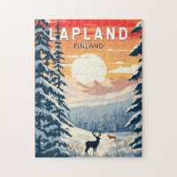 Lapland Finland Travel Art Vintage