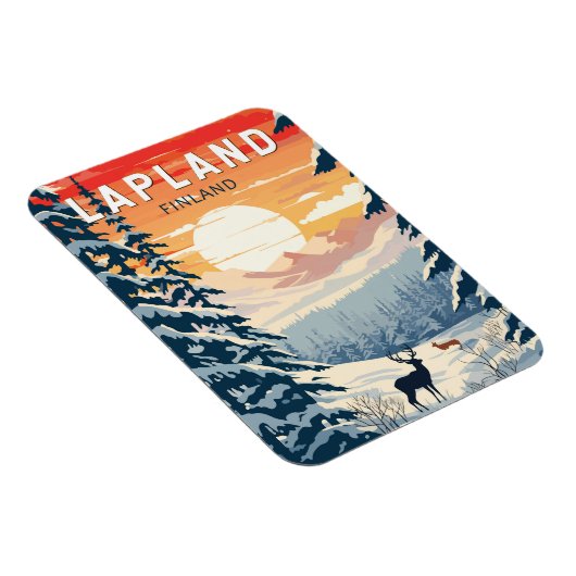 Lapland Finland Travel Art Vintage Magneet (Rechterzijde)
