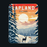 Lapland Finland Travel Art Vintage Magneet<br><div class="desc">Lapland retro vector reisontwerp. Lapland is het noordelijkste gebied van Finland dat bekend staat om zijn uitgestrekte subarctische wildernis,  skigebieden en natuurverschijnselen.</div>