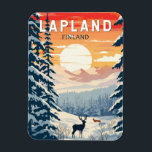 Lapland Finland Travel Art Vintage Magneet<br><div class="desc">Lapland retro vector reisontwerp. Lapland is het noordelijkste gebied van Finland dat bekend staat om zijn uitgestrekte subarctische wildernis,  skigebieden en natuurverschijnselen.</div>