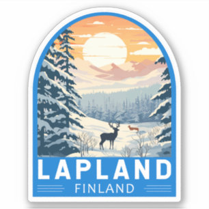 Lapland Finland Travel Art Vintage Sticker
