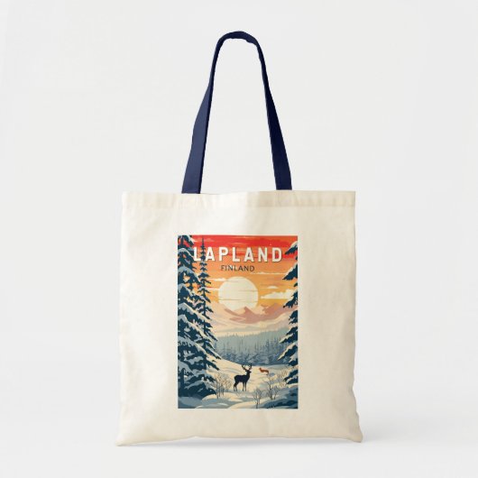Lapland Finland Travel Art Vintage Tote Bag (Voorkant)