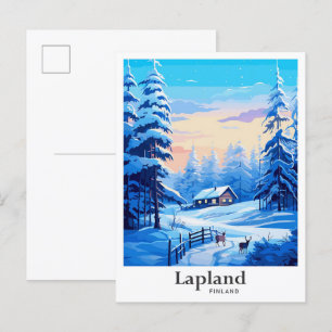 Lapland Finland Travel Portret Illustratie Briefkaart