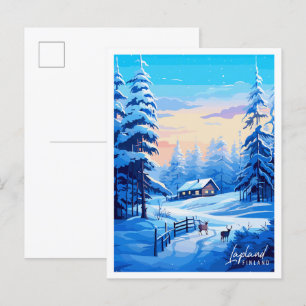 Lapland Finland vintage reisillustratie Briefkaart