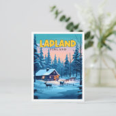 Lapland Finland vintage reisillustratie Briefkaart (Staand voorkant)