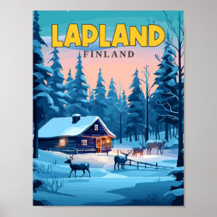 Lapland Finland vintage reisillustratie Poster