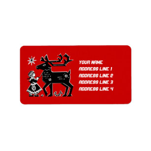 Lapland meisje in kostuum rendieren met Kerstmis Etiket