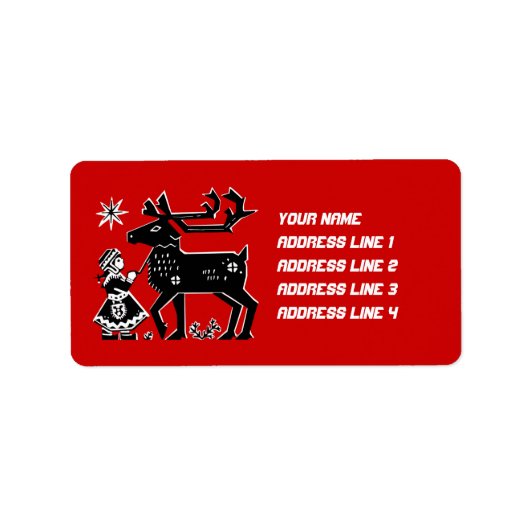 Lapland meisje in kostuum rendieren met Kerstmis Etiket (Voorkant)